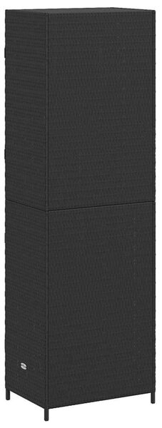 Fekete polyrattan kerti tárolószekrény 59 x 40 x 180 cm