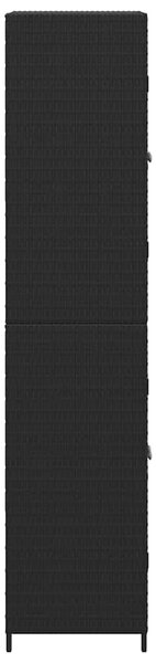 Fekete polyrattan kerti tárolószekrény 59 x 40 x 180 cm
