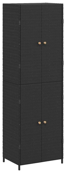 Fekete polyrattan kerti tárolószekrény 59 x 40 x 180 cm