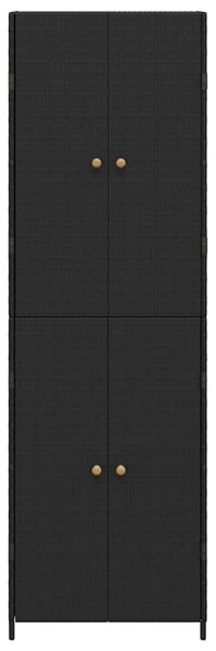Fekete polyrattan kerti tárolószekrény 59 x 40 x 180 cm