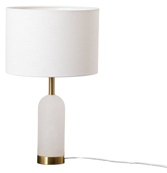 Lindby asztali lámpa alabástrom, fehér/arany, Ø 30 cm, márvány, E27, Fehér / opál, Nappali / Étkező, Textil / szövet / selyem, Skandináv