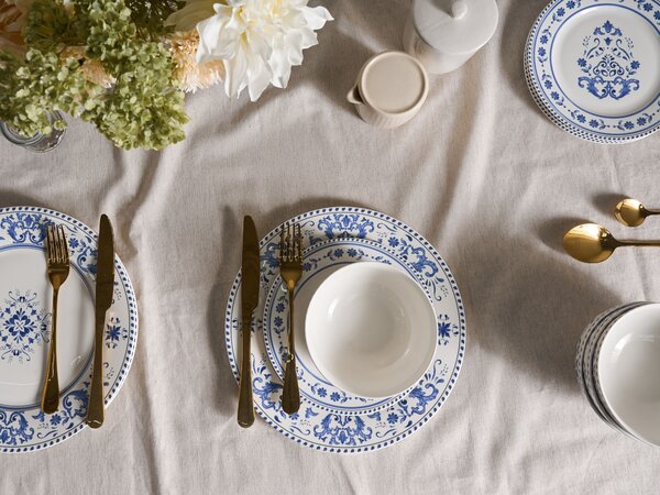 12 darabos étkészlet GALANGAL Porcelán Fehér/kék