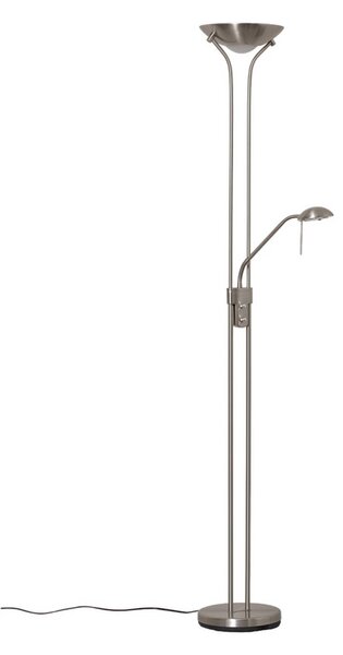 Lindby LED állólámpa Josefin, nikkel, olvasólámpa, dimmelhető, dimmelhető, Alu / szürke / cink, Nappali / Étkező, fém, Modern