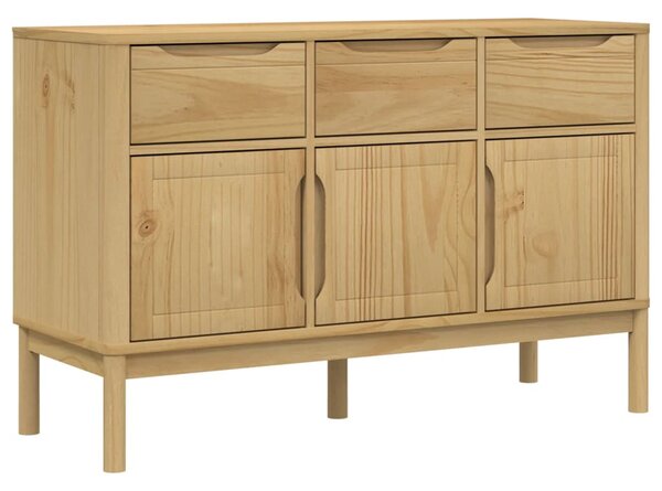 FLORO viaszbarna tömör fenyőfa tálalószekrény 114 x 43 x 74 cm