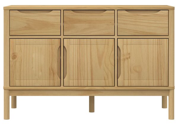FLORO viaszbarna tömör fenyőfa tálalószekrény 114 x 43 x 74 cm