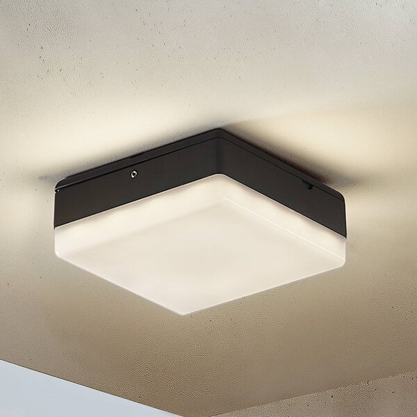 Lucande LED mennyezeti lámpa Thilo, 16cm, antracit, érzékelő, IP54, Műanyag, Modern