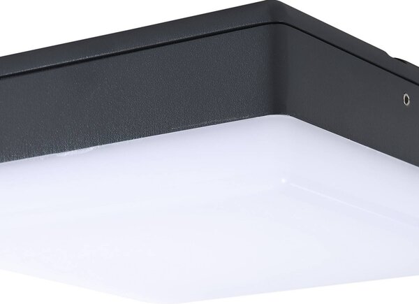 Lucande LED mennyezeti lámpa Thilo, 16cm, antracit, érzékelő, IP54, Műanyag, Modern