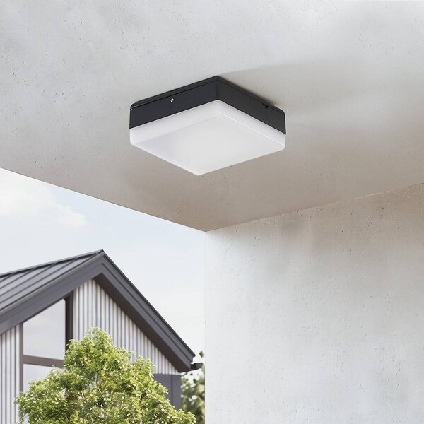 Lucande LED mennyezeti lámpa Thilo, 16cm, antracit, érzékelő, IP54, Műanyag, Modern