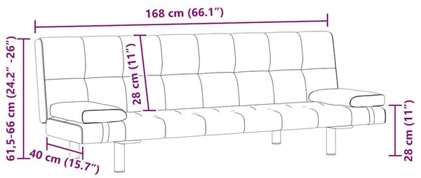 Krémfehér műbőr állítható kanapéágy két párnával
