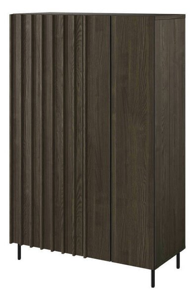 Könyvespolc Catevari 104, Ajtókkal, Zárt, Laminált forgácslap, 144x92x44cm, Sötét barna, Fekete