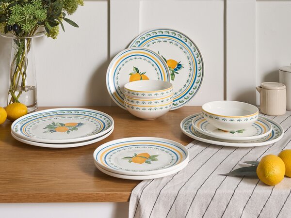 12 darabos étkészlet TARRAGON Porcelán Fehér/zöld