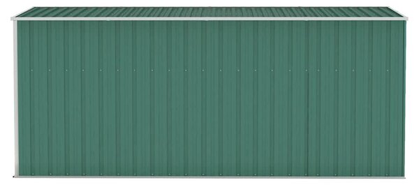 Zöld acél falhoz erősíthető kerti fészer 118 x 382 x 178 cm