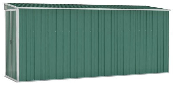 Zöld acél falhoz erősíthető kerti fészer 118 x 382 x 178 cm