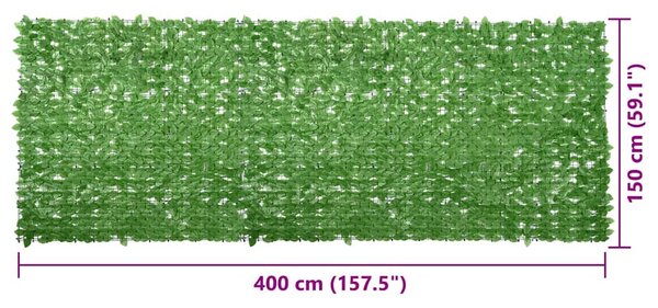 Zöld leveles erkélyparaván 400 x 150 cm