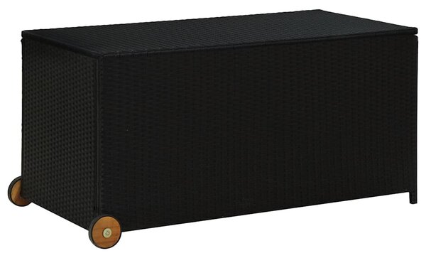 Fekete polyrattan kerti tárolóláda 120 x 65 x 61 cm