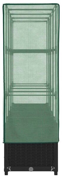 Rattan hatású magaságyás üvegháztakaróval 160 x 40 x 138 cm