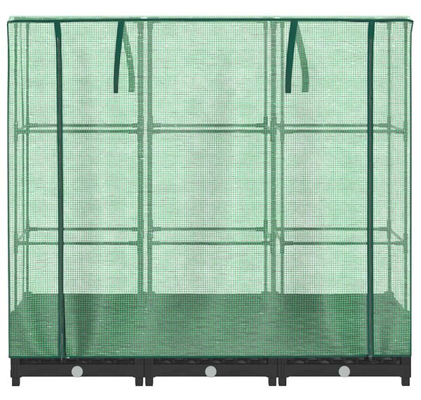 Rattan hatású magaságyás üvegháztakaróval 120 x 40 x 123 cm