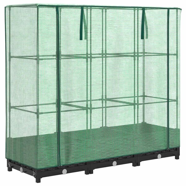 Rattan hatású magaságyás üvegháztakaróval 120 x 40 x 123 cm