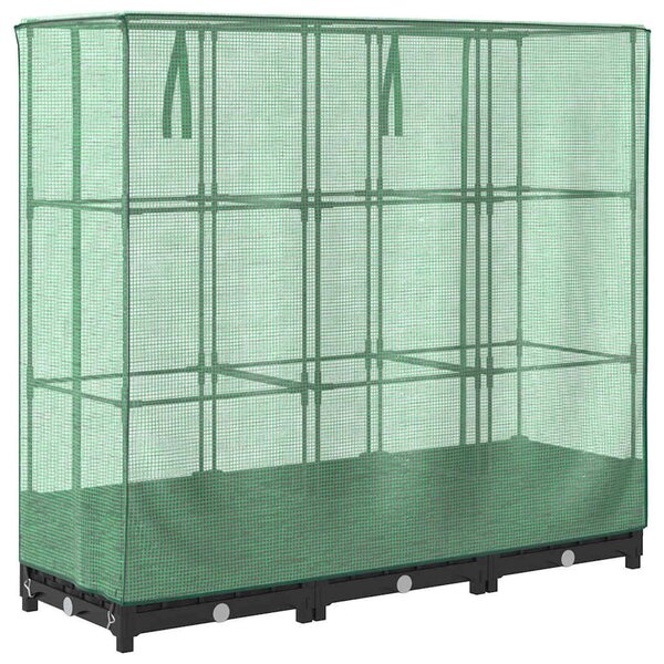 Rattan hatású magaságyás üvegháztakaróval 120 x 40 x 123 cm