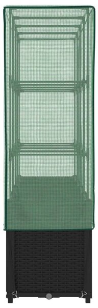 Rattan hatású magaságyás üvegháztakaróval 160 x 40 x 153 cm