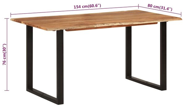 Tömör akácfa étkezőasztal 154x80x76 cm