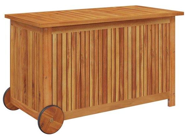 Tömör akácfa kerti tárolóláda kerekekkel 90 x 50 x 58 cm