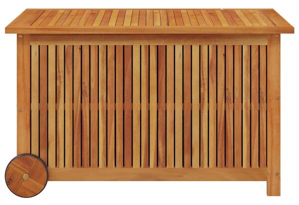 Tömör akácfa kerti tárolóláda kerekekkel 90 x 50 x 58 cm
