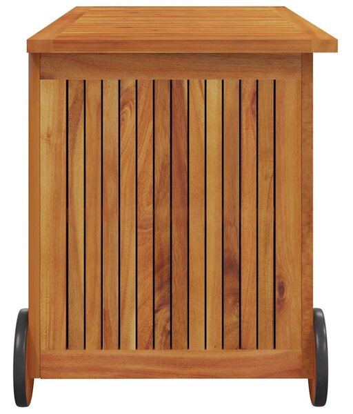 Tömör akácfa kerti tárolóláda kerekekkel 90 x 50 x 58 cm