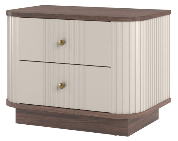 Vesper éjjeliszekrény készlet 2 db-os 56 cm - kasmír / dió / arany fogantyúk