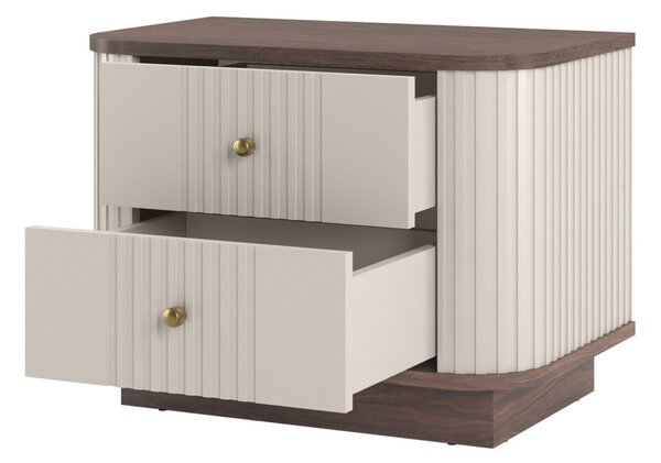 Vesper éjjeliszekrény készlet 2 db-os 56 cm - kasmír / dió / arany fogantyúk
