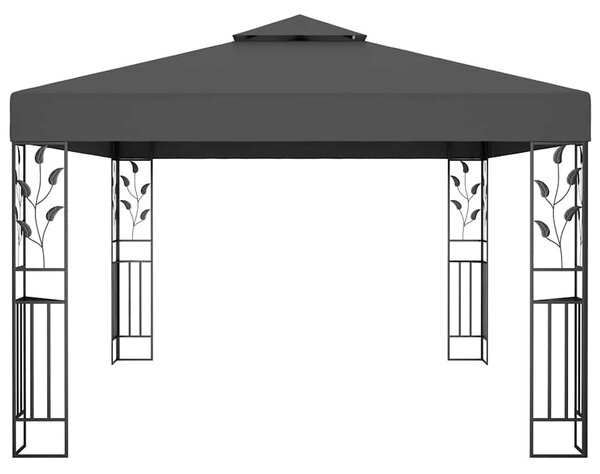 Antracitszürke dupla tetős pavilon LED fényfüzérrel 3 x 4 m
