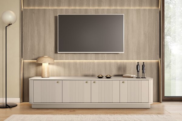 Vesper 187 cm TV-szekrény – kasmír / arany fogantyúk