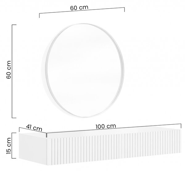 Nicole fali fésülködőasztal fekete tükörrel 60 cm - kasmír matt