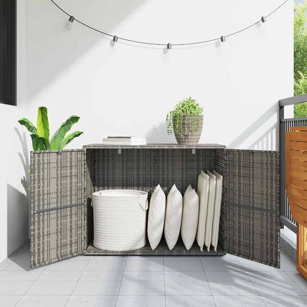 Szürke polyrattan kerti tárolószekrény 100 x 55,5 x 80 cm