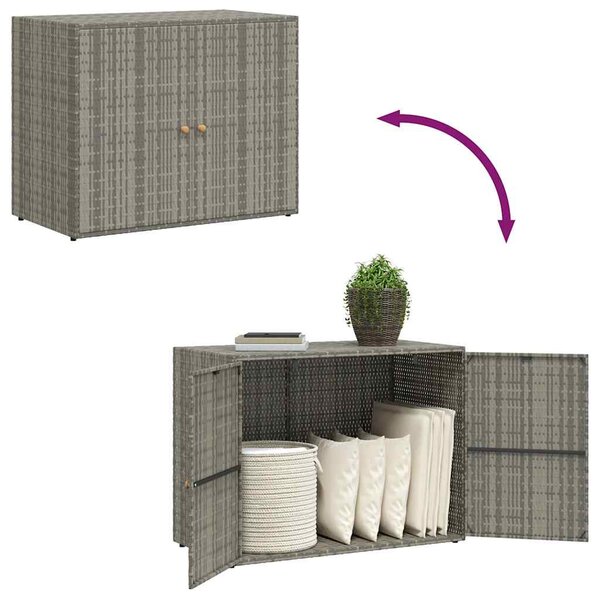 Szürke polyrattan kerti tárolószekrény 100 x 55,5 x 80 cm