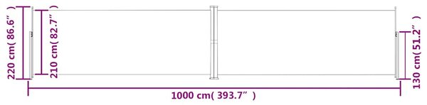 Piros behúzható oldalsó napellenző 220 x 1000 cm