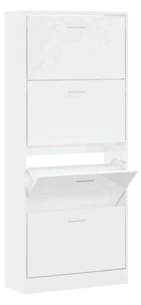 VidaXL magasfényű fehér szerelt fa cipőszekrény 63x24x147 cm