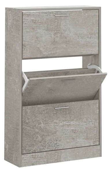 3 Fiókos Cipőszekrény - Betonszürke - 63x24x103 cm