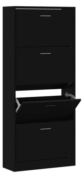 Homcom Fekete Cipősszekrény - 4 Fiók - 63x24x147 cm