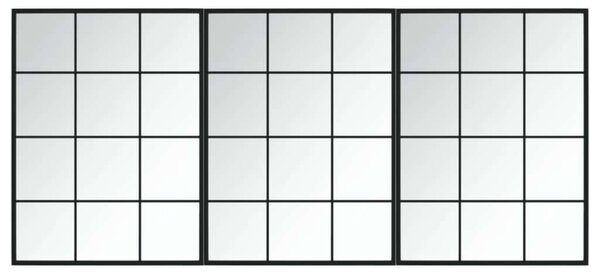Tripla Fali Tükör - Fekete Fém Keret - 180x60 cm