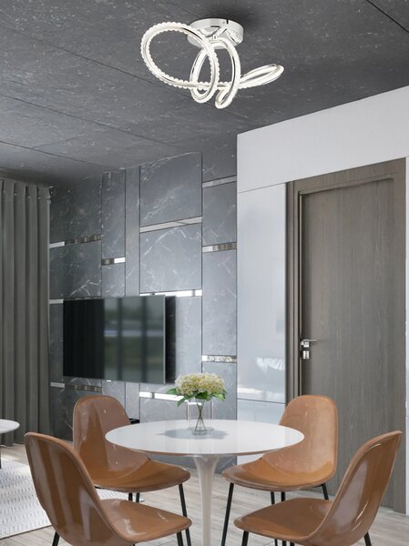 EVANGELINE LED mennyezeti lámpa, króm, 50 cm, 40W, 2200 lm, 2700–6000K