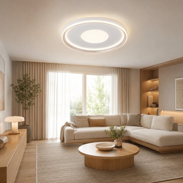 EILA LED mennyezeti lámpa, fehér–pezsgő, Ø59 cm, 60W, 6100 lm, 2700–6000K
