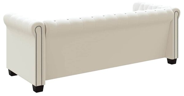 3 személyes fehér műbőr Chesterfield kanapé
