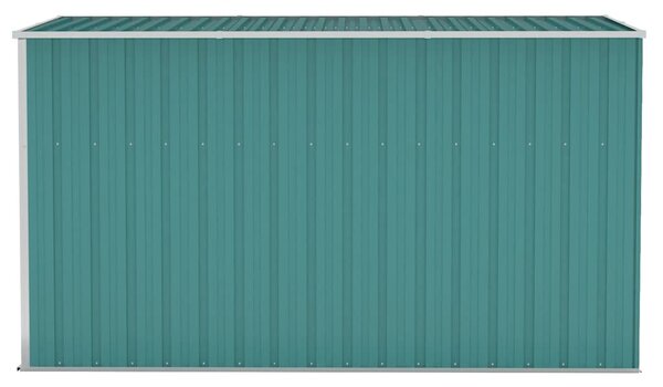 Zöld acél falhoz erősíthető kerti fészer 118 x 288 x 178 cm