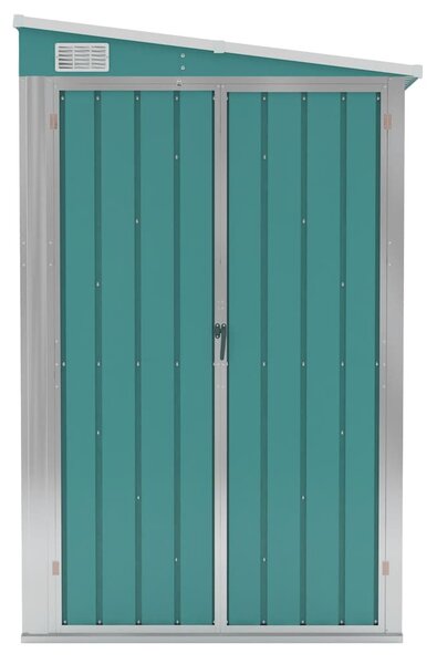 Zöld acél falhoz erősíthető kerti fészer 118 x 288 x 178 cm