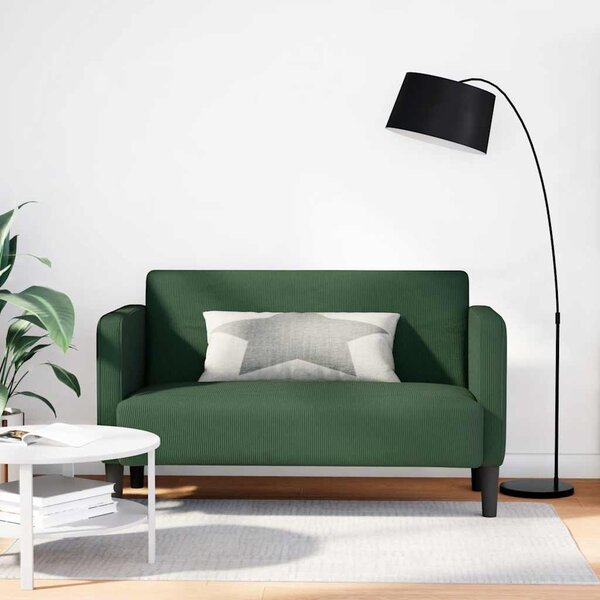 VidaXL sötét zöld kordbársony szövet loveseat kanapé 109 cm