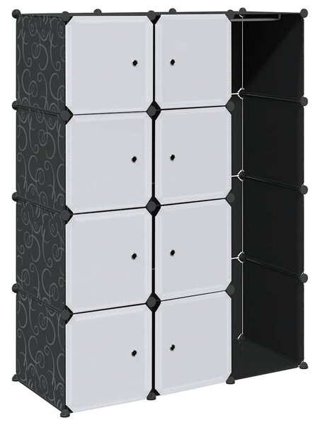 Fekete/fehér szekrény 9 tárolórekesszel 109x36,5x143 cm
