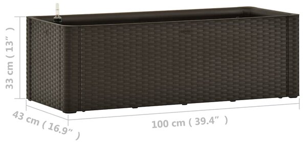 Mokkaszínű kerti magaságyás öntözőrendszerrel 100 x 43 x 33 cm