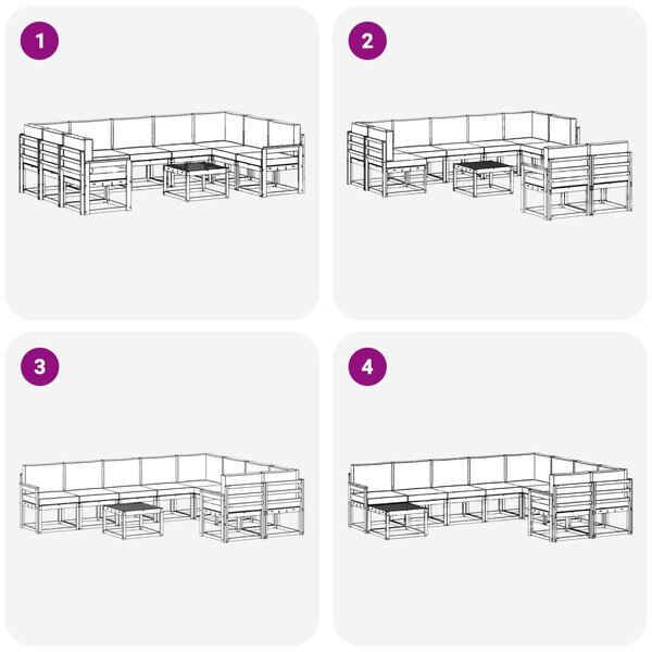 Kültéri kanapé szett 10 pcs Természetes és Világosszürke