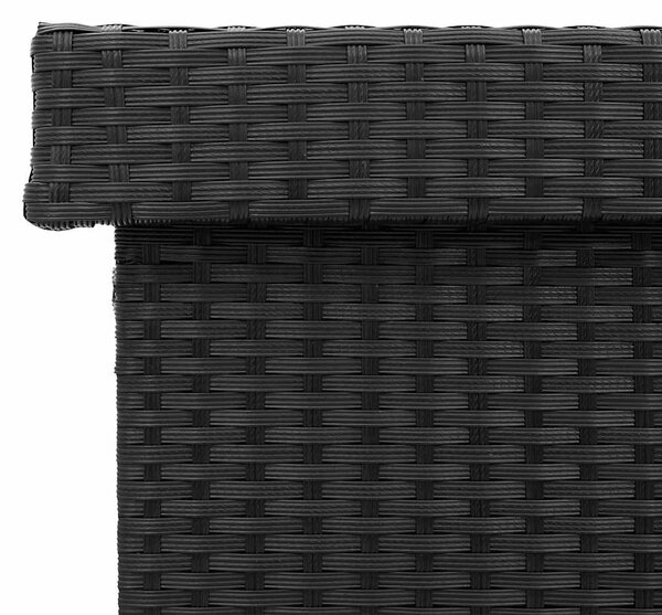 Fekete polyrattan kerti tárolóláda kerekekkel 110x55x73 cm
